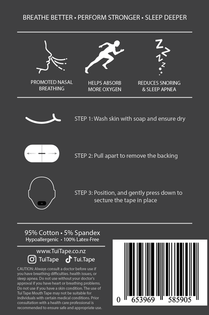 Oval Mouth Tape | Light Blue / Black | 7 or 35-Night Pack