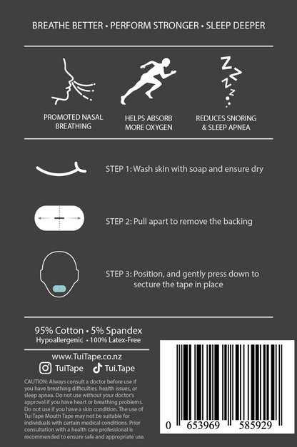 Oval Mouth Tape | Light Blue / Black | 7 or 35-Night Pack